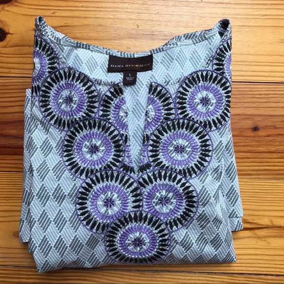 Dana Bachman Purple Embroidered Tunic Top, EUC, L - Picture 15 of 15